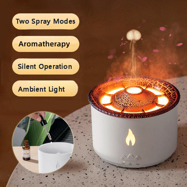 Creative Ultrasonic Volcano Flame Aromatherapy Humidifier & Essential Oil Diffuser