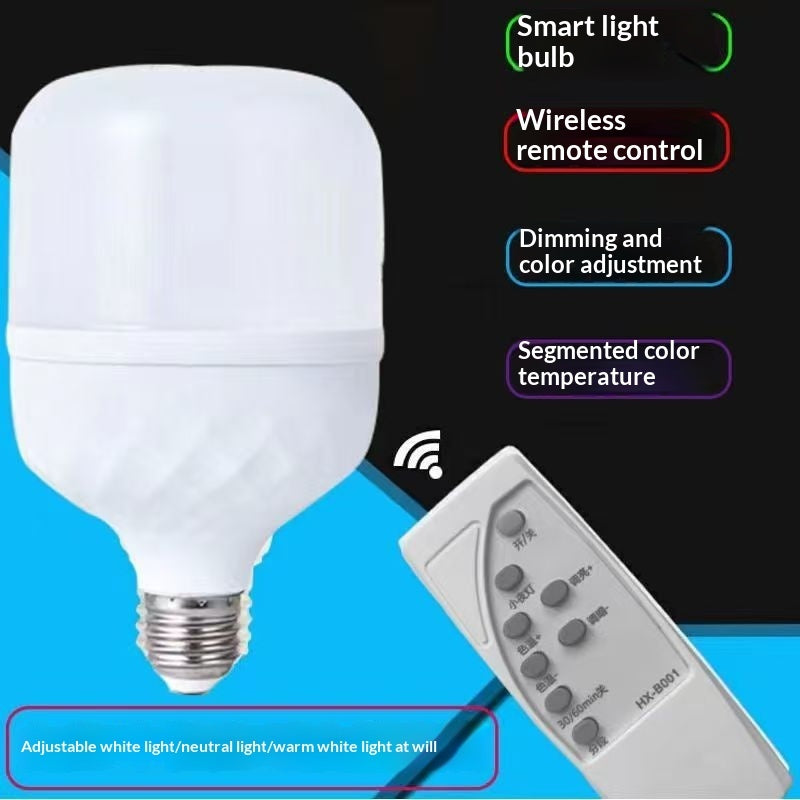 Smart Remote Control LED Bulb – Adjustable Brightness, Energy-Efficient E27 Base