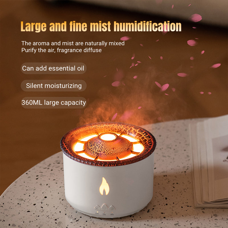 Creative Ultrasonic Volcano Flame Aromatherapy Humidifier & Essential Oil Diffuser